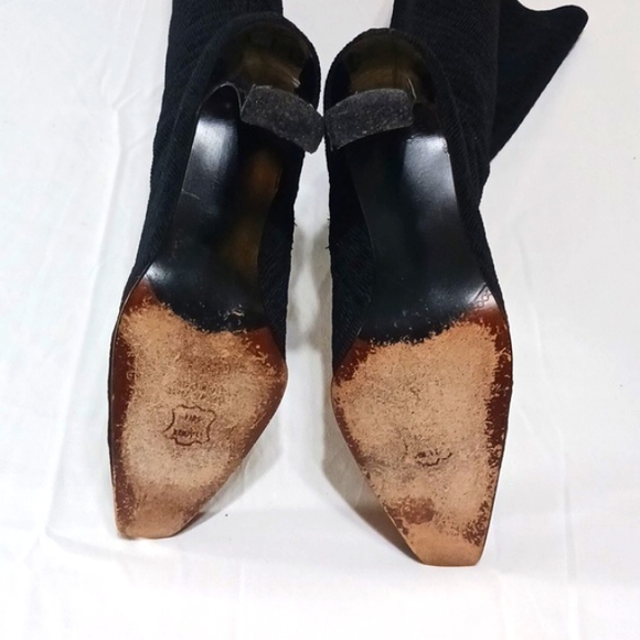 STUART WEITZMAN Black Textured Knee High Heeled Square Toe Boots Size 6 - Picture 10 of 13